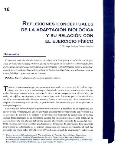 Reflexiones conceptuales de la adaptación biológica y su relación con el  ejercicio físico | Revista Colombiana de Rehabilitación